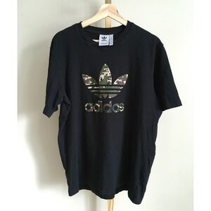 Adidas Camo Trefoil Logo Black T Shirt Men's Size L